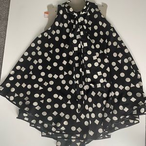 Collins A-line Trapeze Loose-Fitting Sleeveless Black Cream Geometric Dress EUR